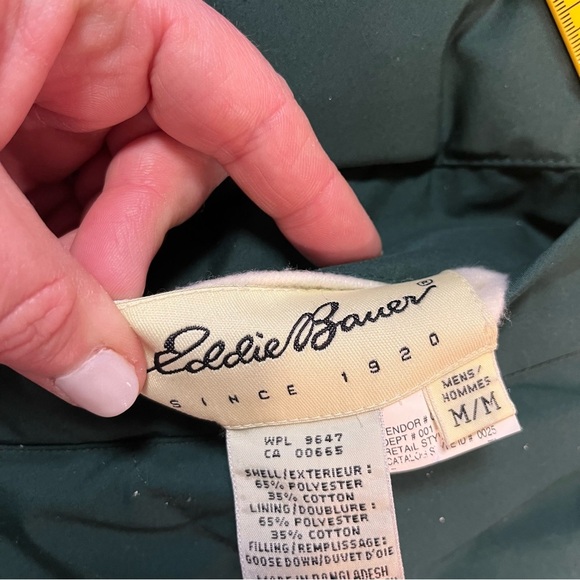 Eddie Bauer Men’s goose down puffer bomber best hunter green plaid size medium - Picture 4 of 10
